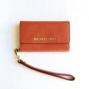 Michael Kors Orange Phone Card Leather Wallet Wristlet IPhone 5/5S